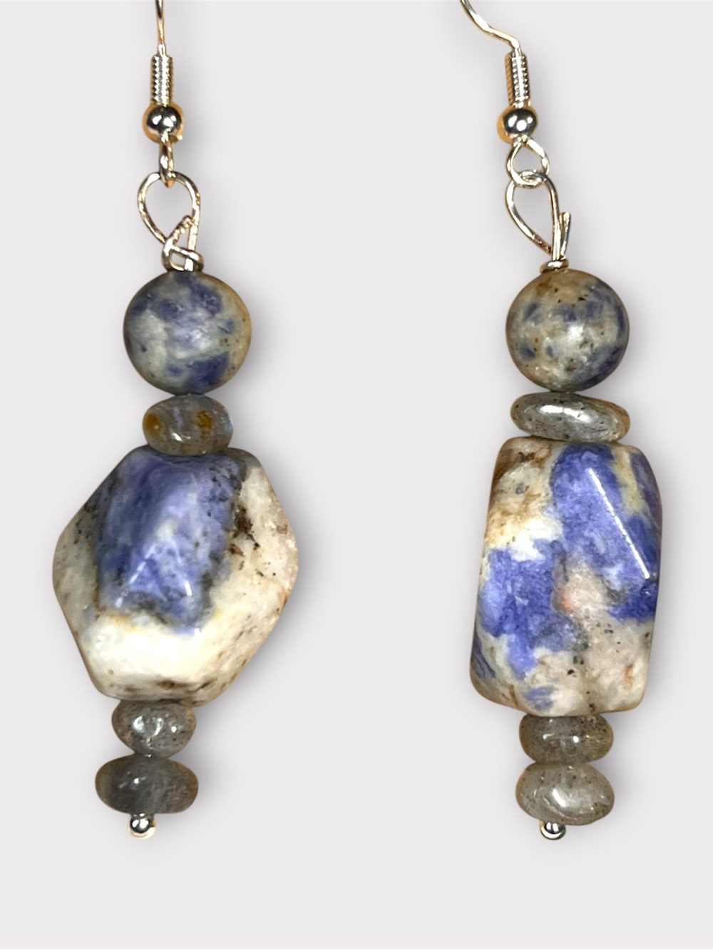 New Handcrafted Sodalite Stone & Labradorite Chip Stone Drop Earrings